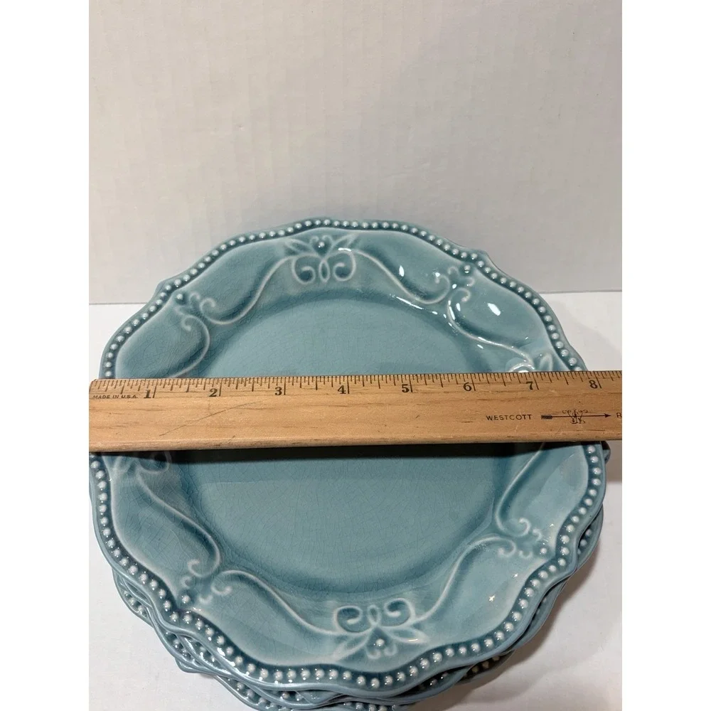 Set of 4 Pioneer Woman Paige Teal Salad Plates.